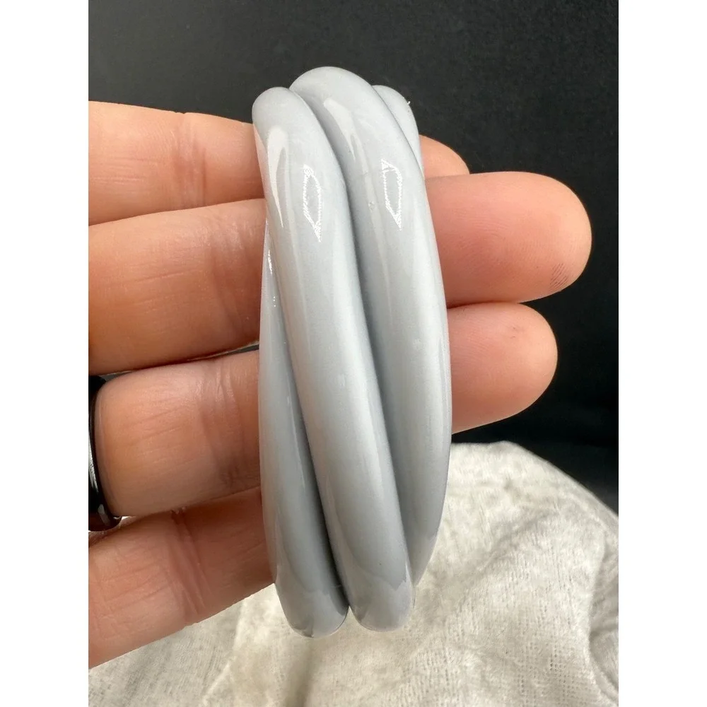 Vintage Grey Bangle Bracelet Chunky Acrylic Molded‎ 8.5